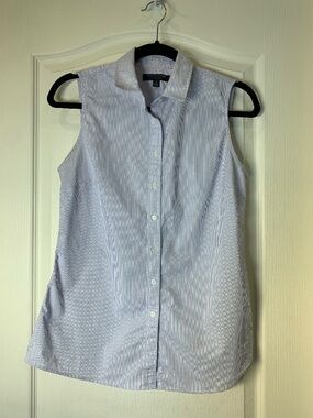 Banana Republic Riley Tailored Fit Sleeveless Button-Up Shirt Size 4 Blue Pink S